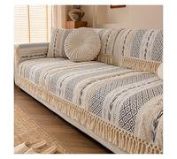 Copridivano In Cotone E Lino Con Retro Antiscivolo, Nappe Fatte A Mano, Protezione Spessa Trapuntata For Divani Componibili, Mobili For Soggiorno(Light black,110cm*110cm)