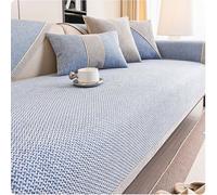 Copridivano in Cotone e Lino per 1, 2 o 3 posti, Antiscivolo, per Divano angolare o a L, con Cuscini Spessi e strutturati, Protezione per mobili (Blu, 90x90 cm)