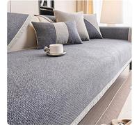 Copridivano in Cotone e Lino per 1, 2 o 3 posti, Antiscivolo, per Divano angolare o a L, con Cuscini Spessi e strutturati, Protezione per mobili (Grigio Scuro, 90x180 cm)