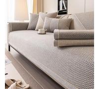 Copridivano in Cotone E Lino, Tutte Le Stagioni Antiscivolo, Copridivare 1-4 Posti, Angolare a Forma di L/U per Soggiorno (Grey, 90x180cm)