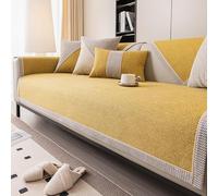 Copridivano in Cotone E Lino, Tutte Le Stagioni Copridivano, Copridivano Antiscivolo, copridivano 1 2 3 4 posti, copridivano angolare a Forma di L/U per Soggiorno(Yellow,70 x 180 cm)