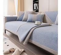 Copridivano in Cotone E Lino, Tutte Le Stagioni Copridivano, Copridivano Antiscivolo, copridivano 1 2 3 4 posti, copridivano angolare a Forma di L/U per Soggiorno(Blue,70 x 120 cm)