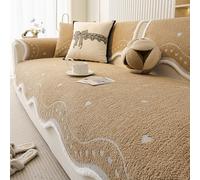 Copridivano in mezza velluto, morbido coprisofa antiscivolo per bambini e animali domestici, protezione decorativa per mobili lavabile per tutte le stagioni Brown 70x240cm/28x94in