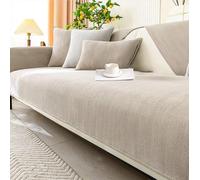 Copridivano in morbida ciniglia, antiscivolo, lavabile e adatto agli animali domestici, si adatta a più stili, colori moderni per l'arredamento della casa (beige latte (A), 110 x 180 cm