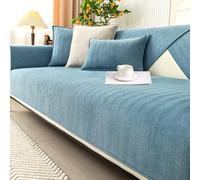 Copridivano in morbida ciniglia, antiscivolo, lavabile e adatto agli animali domestici, si adatta a più stili, colori moderni per l'arredamento della casa (Harbor Blue (A), 70 x 180 cm)