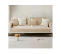 Copridivano in morbida ciniglia per animali domestici, motivo pied de poule, protezione per cani e gatti, elasticizzato, per chaise longue (Curry 90 x 280 cm)