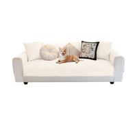 Copridivano in morbida ciniglia, resistente ai peli di animali domestici, tinta unita, per gatti e cani, beige, 90 x 240 cm, perfetto per la decorazione della casa
