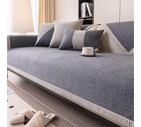 Copridivano in Morbida Cotone e Lino Lavabile Copri Divano 2 Posti e 3 Posti con Fondo Antiscivolo Sofa Protezione for Mobili a Forma di L/U Copriletto Letto Matrimoniale(Dark grey,70*150cm)