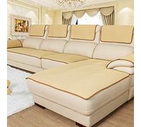 Copridivano in pelle nera antiscivolo di alta qualità, per poltrone e poltrone, 60 x 180 cm, colore: crema