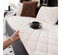 Copridivano in pelliccia sintetica, copridivano antiscivolo in peluche per divani a 1, 2, 3, 4 o 5 posti, protettore per mobili lavabile, morbido, soffice e spesso, a forma di L White 70x180cm