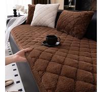 Copridivano in pelliccia sintetica, copridivano antiscivolo in peluche per divani a 1, 2, 3, 4 o 5 posti, protettore per mobili lavabile, morbido, soffice e spesso, a forma di L Dark-brown 70x210cm