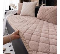 Copridivano in pelliccia sintetica, copridivano antiscivolo in peluche per divani a 1, 2, 3, 4 o 5 posti, protettore per mobili lavabile, morbido, soffice e spesso, a forma di L Light-brown 60x60cm