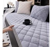 Copridivano in pelliccia sintetica, copridivano antiscivolo in peluche per divani a 1, 2, 3, 4 o 5 posti, protettore per mobili lavabile, morbido, soffice e spesso, a forma di L Light-gray 50x50cm