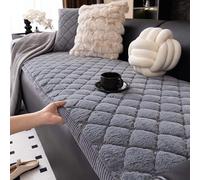 Copridivano in pelliccia sintetica, copridivano antiscivolo in peluche per divani a 1, 2, 3, 4 o 5 posti, protettore per mobili lavabile, morbido, soffice e spesso, a forma di L Dark-gray 50x150cm