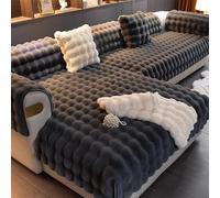 Copridivano in Peluche di Coniglio per Divano Angolare 3 Posti con Penisola, Nuovo Tessuto Super Morbido, Antiscivolo e AntiGraffio per Gatti, con Braccioli(Black,90 * 120cm/35.4 * 47.2in)