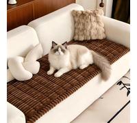 Copridivano in Peluche Domestici 1 2 3 4 Posti 70×210 Cm,Protezione per Divano Trapuntata,Impermeabile E Antiscivolo,Morbido E Lavabile per Gatti E Cani(Brown,24x60in/60x150cm)
