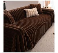 Copridivano in peluche per divano ad angolo da 1/2/3/4 posti, universale, in finta pelliccia, antiscivolo, antimacchia, lavabile in lavatrice, coperta magnetica (marrone, 180 x 230 cm)