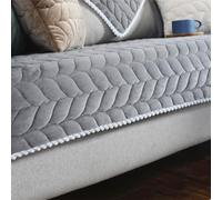 Copridivano in peluche per divano da 1, 2, 3 e 4 posti, ad angolo, a forma di L, antiscivolo, spesso, trapuntato, per divani in pelle, tessuto in legno (copridivano 110 x 240 cm, grigio)