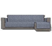 Copridivano in Poliestere con Penisola Destra Seduta 240 cm Blu Scuro