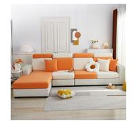 Copridivano in Tessuto Jacquard Elastico, copridivano componibile a Forma di L, copridivano angolare for la casa, 1/2/3/4 posti(Orange And White,4 Seater165-200cm)