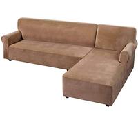 Copridivano in velluto a forma di L, 2 pezzi, elasticizzato, con fondo elastico, perfetto per divani ad angolo, protezione per mobili ed elegante decorazione per la casa