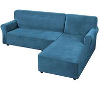 Copridivano in velluto elasticizzato a forma di L, 2 pezzi, con fondo elastico, protezione per divano ad angolo, arredamento moderno per la casa, facile da pulire