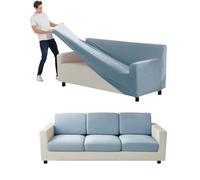 Copridivano in velluto elasticizzato, con copertura principale separata, schienali e cuscini da seduta, fodera per mobili da soggiorno (blu chiaro, divano XL, grande, 9 pezzi)