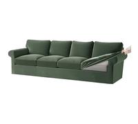 Copridivano in velluto elasticizzato Ektorp con cuscini di seduta e schienali separati, verde chiaro, grande, set da 4 posti, 9 pezzi