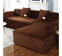 Copridivano in velluto elasticizzato tinta unita, protezione per divano componibile a forma di L da 1 a 4 posti, protezione per mobili, facile da installare, elegante decorazione per la casa