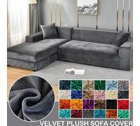 Copridivano in velluto spesso elastico 1/2/3/4/5 posti coprivamano per soggiorno copriano ad angolo a forma di L in pelle beige