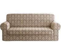 Copridivano Irge Persia Poltrona 2 3 4 Posti Elasticizzato Salva Divano Damasco + Omaggio Set Da Cucina EGIDIOSRL (Beige Chiaro, 4 posti)