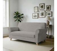 Copridivano IRIS Elastico Sagomato - Copertura Divano 3 POSTI Elasticizzata, Tessuto Estensibile da 190 a 215 cm, Lavabile - Tinta Unita TORTORA