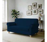Copridivano IRIS Elastico Sagomato - Copertura Divano 3 POSTI Elasticizzata, Tessuto Estensibile da 190 a 215 cm, Lavabile - Tinta Unita BLU SCURO