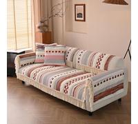 Copridivano Lavabile Anti-Scadimento - Tessuto Cotone Lino Macchia-Resistente, Protezione Mobili Con Frange Per Animali Domestici(Bohemia 06,27.6"x27.6")