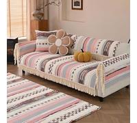 Copridivano Lavabile Anti-Scadimento - Tessuto Cotone Lino Macchia-Resistente, Protezione Mobili Con Frange Per Animali Domestici(Bohemia 7,27.6"x27.6")