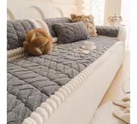 Copridivano Lavabile, Copridivanos per Animali Domestici Fuzzy per Fodera per Divano con 3 Cuscini - Protettore per Mobili Antiscivolo in Morbido Peluche per Gray 45*45cm/17.72*17.72in Cushion Cover