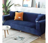 Copridivano lussuoso in velluto elasticizzato per divano a 2/3/4 posti, in morbido peluche, impermeabile, per braccioli e mobili, blu navy, adatto a 3 posti, 190220 cm