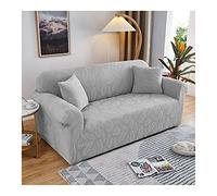 Copridivano moderno a 4 posti elasticizzato vintage con stampa a foglie e tinta unita grigio chiaro in poliestere con chaise longue perfetto per l'arredamento della casa