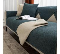 Copridivano moderno verde scuro, semplice, in lino, per divani a 1, 2 e 3 posti, antiscivolo, universale, lavabile, protezione per mobili, 90 x 180 cm