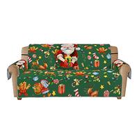 Copridivano Natalizio 3 posti, Sofa Cover Impermeabile, Fodera Divano con Motivo Babbo Natale Reversibile, per La Decorazione Domestica