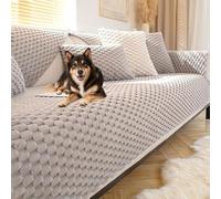 Copridivano Peluche con Penisola Sinistra o Destra,Copridivano con Supporto Antiscivolo Copri divano Angolare a L 1/2/3/4/5 Posti Telo per Divano AntiGraffio Gatto per Soggiorno(Grey,90cm*240cm)