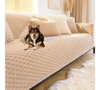 Copridivano Peluche con Penisola Sinistra o Destra,Copridivano con Supporto Antiscivolo Copri divano Angolare a L 1/2/3/4/5 Posti Telo per Divano AntiGraffio Gatto per Soggiorno(Khaki,110cm*160cm)