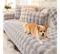 Copridivano per cani, lavabile, in peluche, antiscivolo, resistente ai peli di animali domestici, ideale per il soggiorno, si adatta a divani standard (cuscini non inclusi)