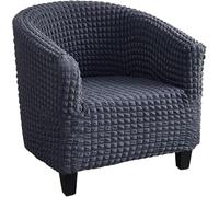 Copridivano per Poltrona con Base Elastica, Fodera per Sedia con Schienale Elasticizzato in Seersucker, Protezione Antiscivolo Lavabile per Mobili per Soggiorno(Gray)