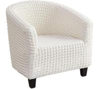 Copridivano per Poltrona con Base Elastica, Fodera per Sedia con Schienale Elasticizzato in Seersucker, Protezione Antiscivolo Lavabile per Mobili per Soggiorno(White)