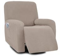 Copridivano Reclinabile Elasticizzato 4/6/8 Pezzi Copertura per Poltrona Reclinabile 1/2/3 Posti Antiscivolo Spesso con Tasche Protezione per Mobili Lavabile (Cachi 1 Posto (4 Pezzi))