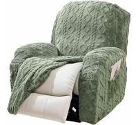 Copridivano Reclinabile Morbido Velluto Jacquard Con Tasche Laterali, Fodera Elasticizzata Antiscivolo Per Poltrona Relax, Protezione Mobili Lavabile In Pezzi(Green,2 Seater)
