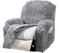 Copridivano Reclinabile Morbido Velluto Jacquard Con Tasche Laterali, Fodera Elasticizzata Antiscivolo Per Poltrona Relax, Protezione Mobili Lavabile In Pezzi(Gray,3 Seater)