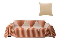 Copridivano resilienti con design bohémien e motivo triangolare nero reversibile for divano da 2-4 cuscini, copridivano componibile a L in ciniglia lavabile con nappe(Orange,180 * 260cm)