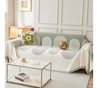 Copridivano reversibile a forma di L, con nappe, adatto agli animali domestici, per divano a 2/3/4 posti, verde, 180 x 300 cm, protezione durevole ed elegante per i tuoi mobili